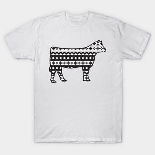Livestock Show Heifer with Southwest Pattern T-Shirt